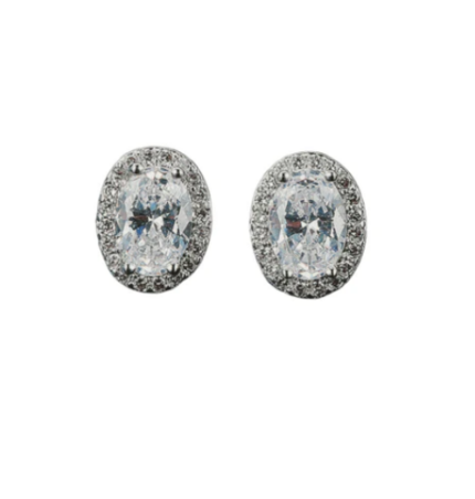 Σκουλαρίκια καρφωτά με οβάλ zircon και microzircon