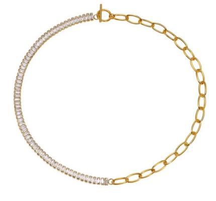 Κολιέ με ατσάλινη αλυσίδα και zircon